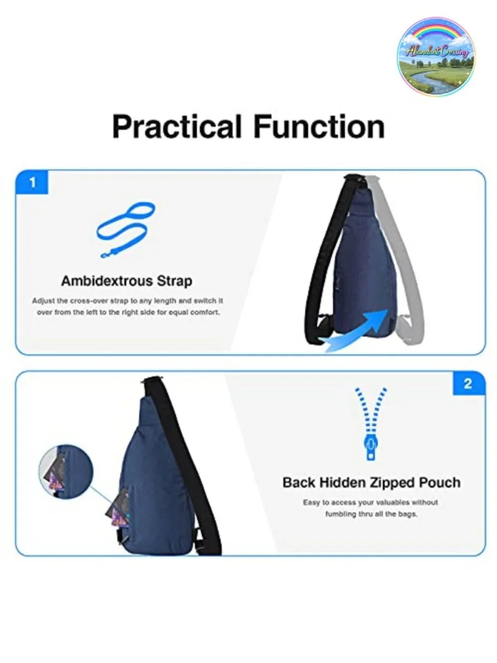 Anti Theft Travel Sling Backpack Crossbody Daypack with USB Port